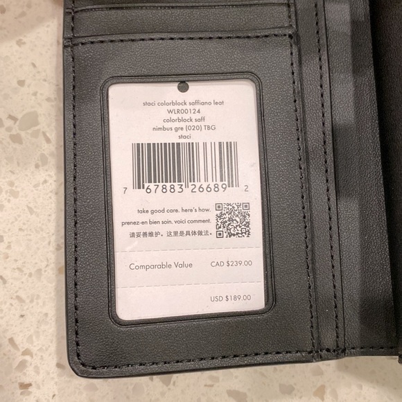 Kate Spade “Staci” Colorblock Saffiano Leather Wallet, color gray and white, NWT - Picture 5 of 5